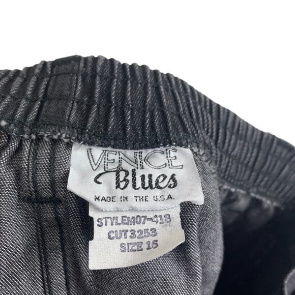 Venice Blues Sears Jean Skirt Size 16 Button Down Witchy Black Denim Pockets VTG - Picture 5 of 6